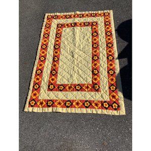 Nice Vintage Quilted/Stitched Throw flowers yellow, red and black